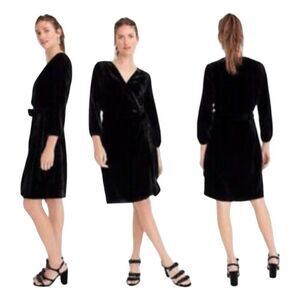 J. Crew NWT Black Velvet Classic Wrap Dress K0145